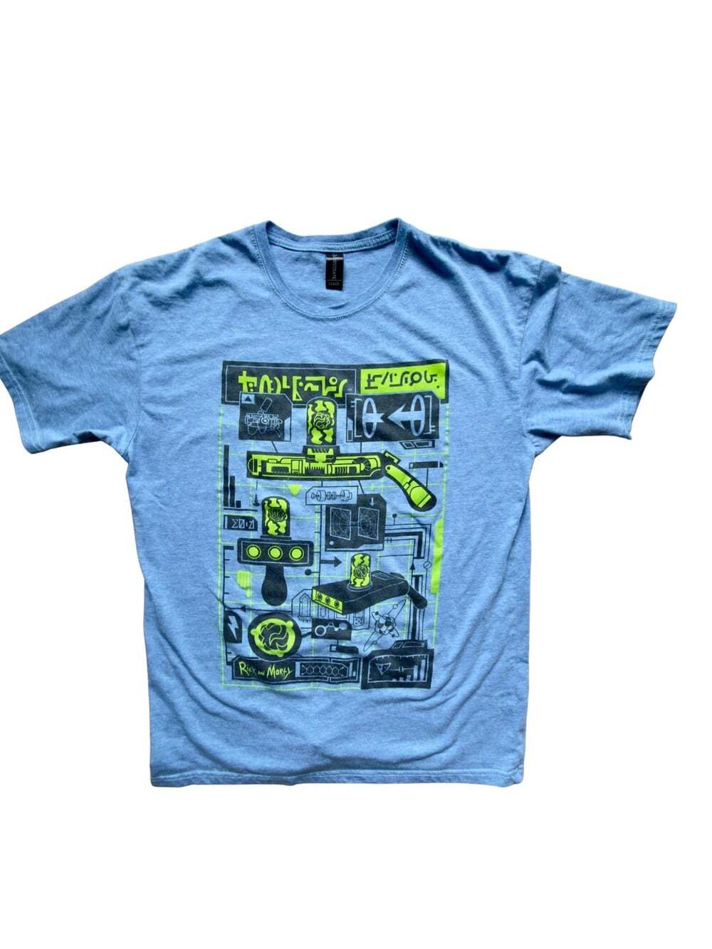 Rick and Morty Graphic T Shirt Mens Large Blue Adult Swim Cartoon Sci Fi Tee